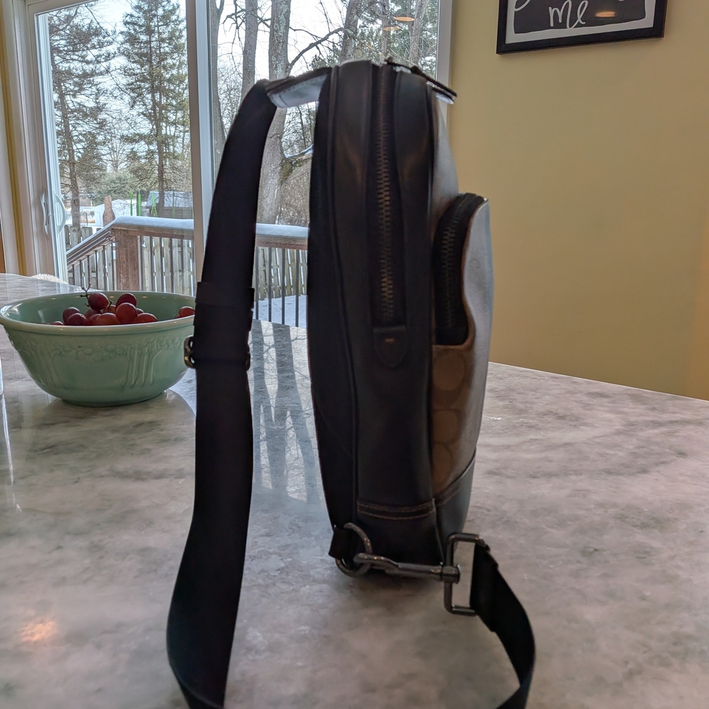 Coach Unisex Graham Pack Sling Colorblock Canvas And Leather Trendy Preppy Lux - Picture 2 of 12